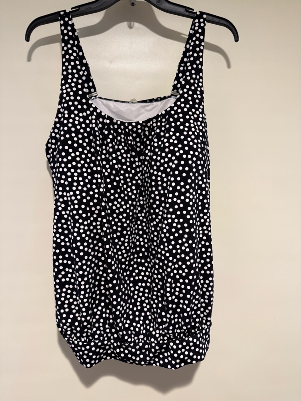 Lands End  Black and White Polka Dot Tankini Top, size 18
